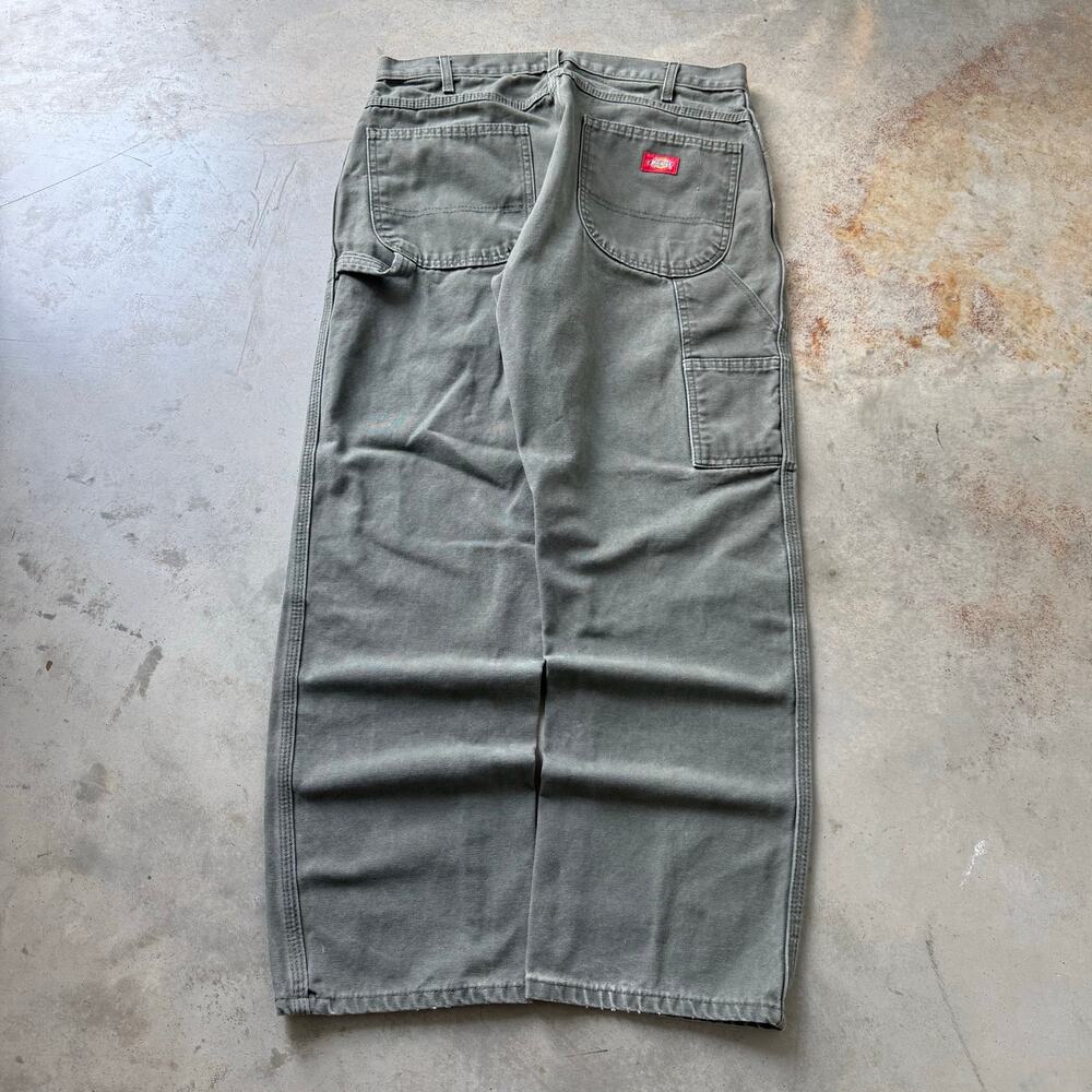 Vintage Y2K Dickies Faded Olive Green Retro Classic Carpenter Pants Size 34x30